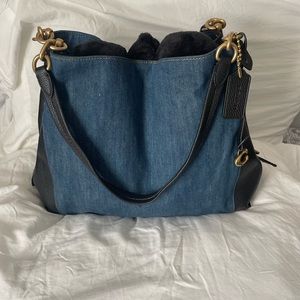 Blue denim and leather Coach shoulder bag